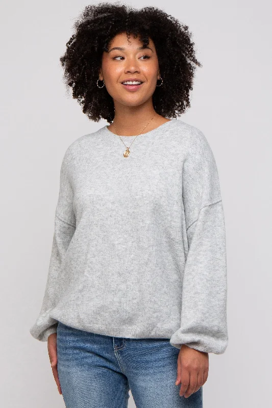 Heather Grey Basic Drop Shoulder Sweater Neon Metallic Matte