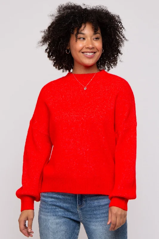 Red Bubble Sleeve Sweater Modern Contemporary Chic