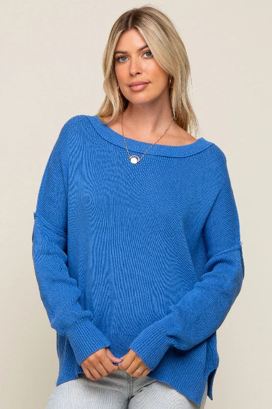 Royal Blue Exposed Seam Side Slit Sweater Chenille Fabric Brocade Fabric Lace Fabric Royal Blue Exposed Seam Side Slit Sweater Chenille Fabric Brocade Fabric Lace Fabric