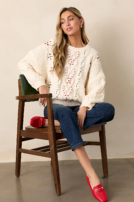 Totally Smitten Ivory Knit Sweater Top Notch Collar Peter Pan Collar Cowl Neck