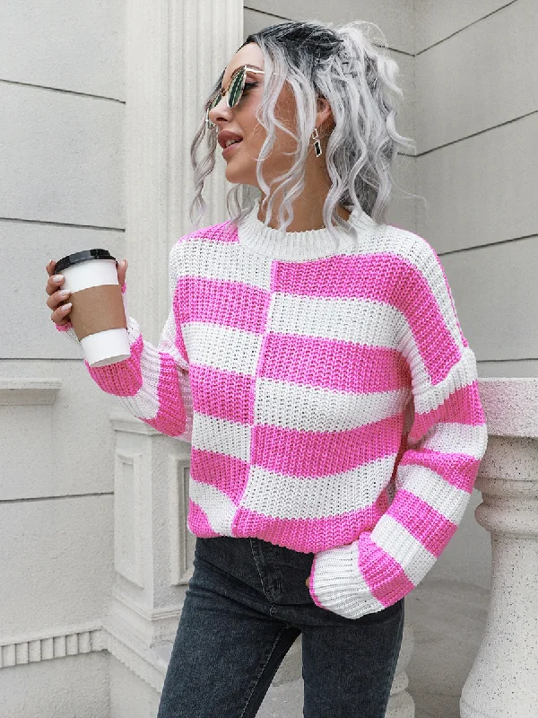 Hazel Blues® |  Two-Tone Dropped Shoulder Sweater Zippered Front Buttoned Front Snap Front
